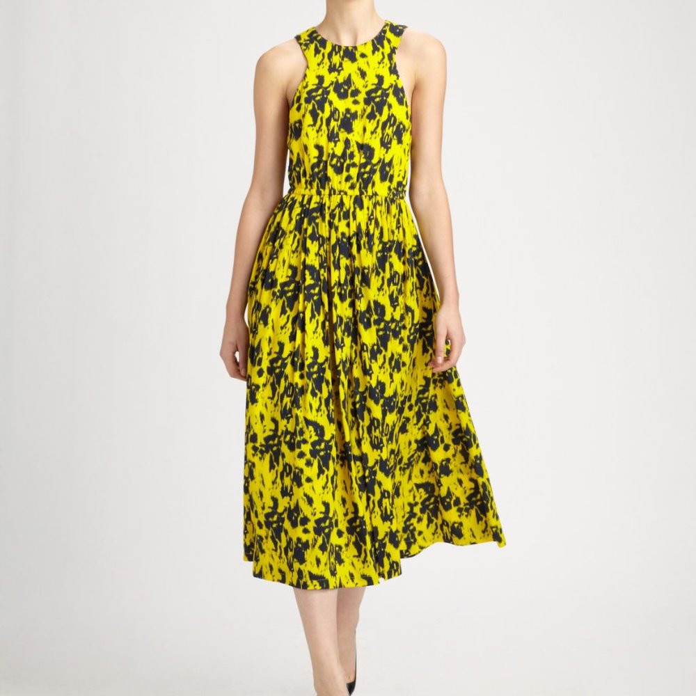 Yigal Azrouel Yellow Silk Slit Dress Size Small